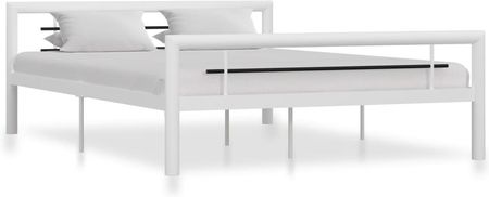 Rama łóżka biało-czarna metalowa 160x200cm