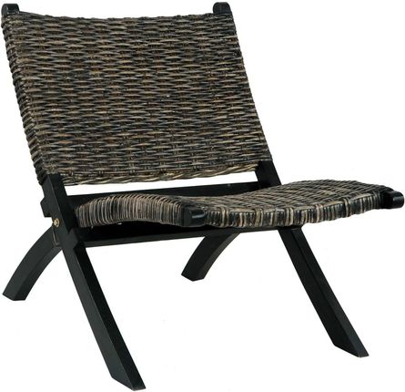 Krzesło Czarne Naturalny Rattan Kubu I Lite Drewno Mahoniowe
