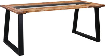 Stół jadalniany 180x90x75cm lite drewno akacjowe i szkło