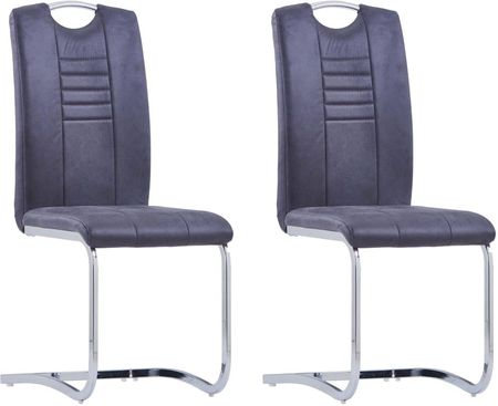 Krzesła jadalniane 2szt szare sztuczna skóra zamszowa 13452-281785