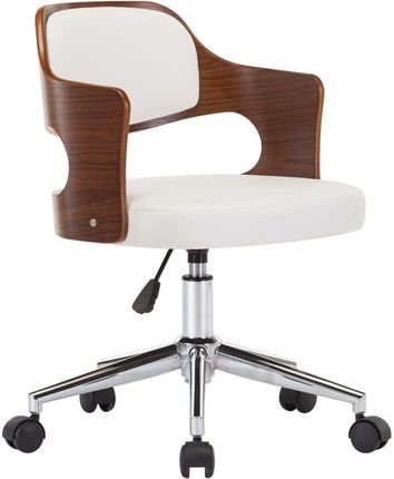 Obrotowe krzesło stołowe białe gięte drewno i sztuczna skóra 13452-287428