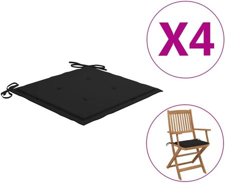 Poduszki Na Krzesła Ogrodowe 4 Szt Czarne 40X3Cm