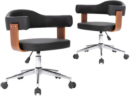 vidaXL Krzesła Obrotowe 2 Szt Czarne Gięte Drewno I Sztuczna Skóra