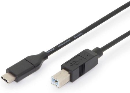 DIGITUS  KABEL POLACZENIOWY USB 2.0 HIGHSPEED TYP USB C/B M/M, POWER DELIVERY, CZARNY 1,8M () CZARNY (AK300150018S)