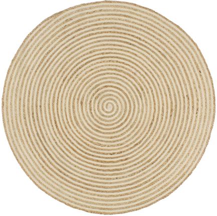 Dywanik Ręcznie Wykonany Z Juty Spiralny Wzór Biały 120Cm