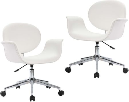 Vidaxl Obrotowe Krzesła Stołowe 2 Szt Białe Sztuczna Skóra