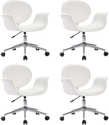 Vidaxl Obrotowe Krzesła Stołowe 4 Szt Białe Sztuczna Skóra
