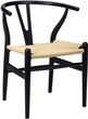 Krzesło Wishbone Czarne Drewno Bukowe Naturalne Włókno