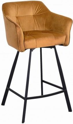 Krzesło barowe loft 100cm musztardowy aksamit 40308