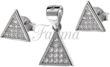 Falana Komplet srebrny z cyrkonią trójkąt z0610 - 2,3g.