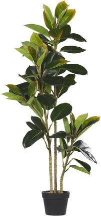 Beliani Sztuczna roślina zielona czarna doniczka fikus tworzywo sztuczne 134 cm Ficus