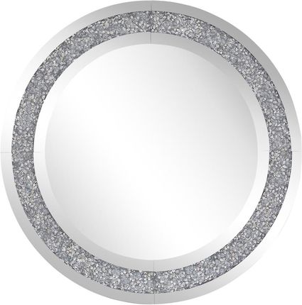 Beliani Lustro okrągłe ścienne dekoracyjne 70 cm ozdobna rama srebrne Erbray