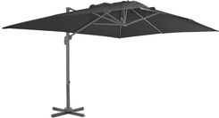 Vidaxl Parasol Wiszący Z Aluminiowym Słupkiem 4X3 M Czarny