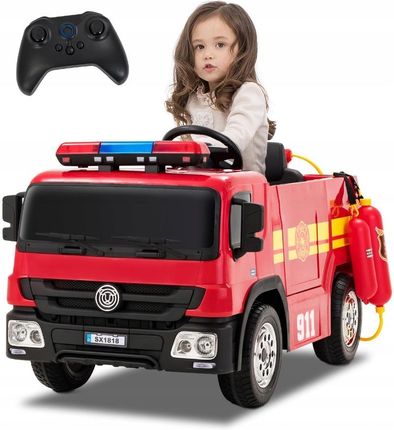 Super-Toys Straż Pożarna Sikająca Wodą  Wspomaganie Kierownicy Miękkie Świecące Koła Funkcja Bujania /SX1818 