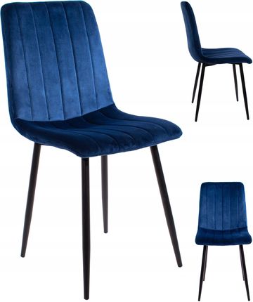 Krzesło Simple tapicerowane aksamitne Granatowy