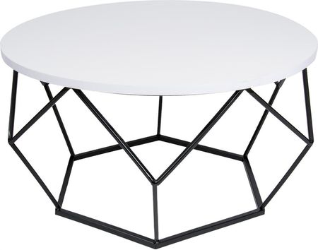 Stabilny metalowy stolik czarny z białym blatem