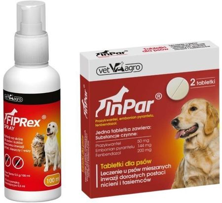 Vet-Agro Fiprex Spray 100Ml + Inpar Tabletki Odrobaczające Dla Psa 2Tabl