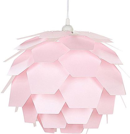 Beliani Lampa wisząca okrągła plastikowa geometryczna różowa Segre