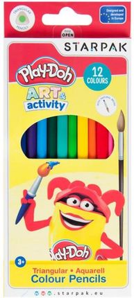 STARPAK Play-Doh Kredki akwarelowe trójkątne  12 kolorów pędzelek  453909