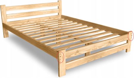 Łóżko Drewniane 140x200 B sosnowe Wysoki Zagłówek