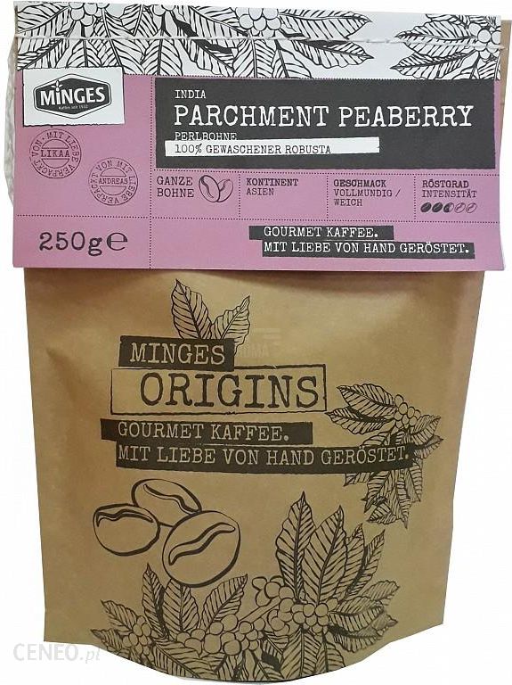 Minges Parchment Peaberry India,100% Robusta Kawa Ziarnista, 250G