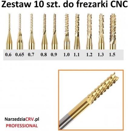 Narzędzia Crv Zestaw 10Szt. Frezów Do Frezarki Cnc 0,6-1,5Mm