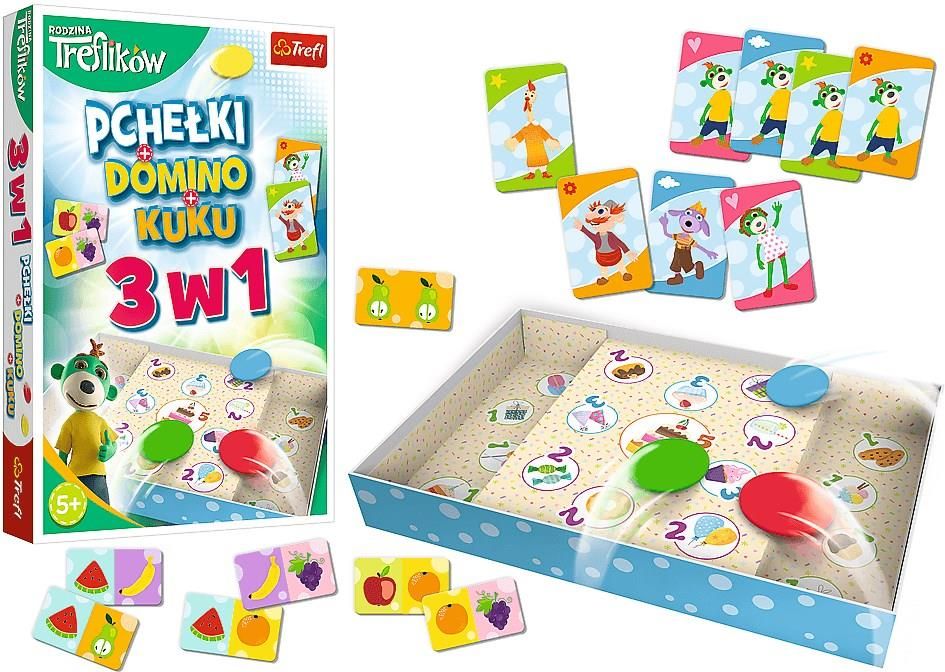 Trefl Rodzina Treflików 3w1 Domino Pchełki Kuku 01921