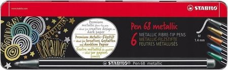 Stabilo Flamastry Pen 68 Metallic Etui Metal 6 Kol 