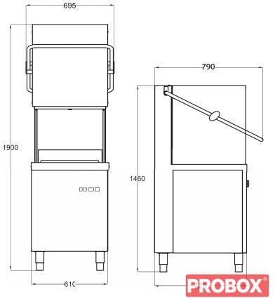 Resto Quality Zmywarka Kapturowa 610x725x1460mm 9,7kW (BYM1000D)