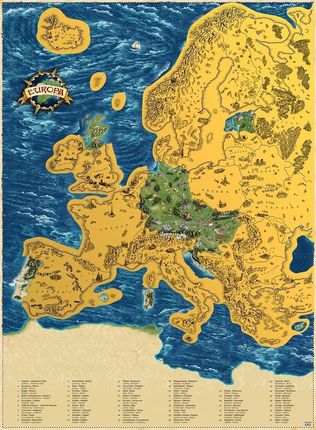 Mapa Zdrapka Europy Świata Złota Duża 66X90Cm