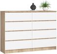 KOMODA KOMODY SZAFKA 140CM 8 SZUFLAD SONOMA BIAŁA 