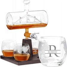 ZESTAW DO WHISKY KARAFKA STATEK GRAWER - zdjęcie 1