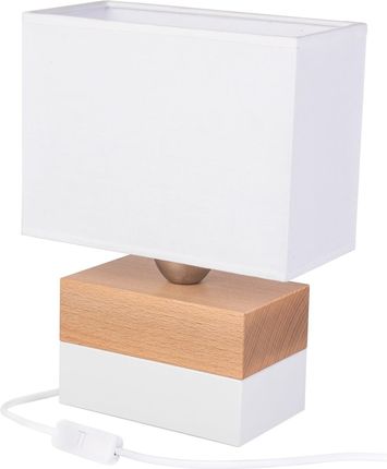 HELLUX - Lampa stołowa COLORATO E27 - drewno/biały - 411.35.09