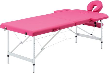 vidaXL Składany Stół Do Masażu 2 Strefy Aluminiowy Różowy