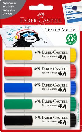 Faber-Castell Markery Do Tkanin 5 Kolorów Podstawowych (159520 Fc)   