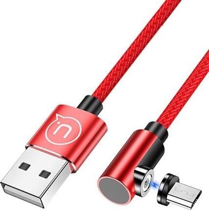 USAMS KABEL USB  USAMS KABEL KĄTOWY MAGNETYCZNY U54 1M MICROUSB CZERWONY/RED SJ446USB02 (US-SJ446)  (63291)