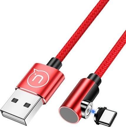 USAMS KABEL USB  USAMS KABEL KĄTOWY MAGNETYCZNY U54 1M USB-C CZERWONY/RED SJ445USB02 (US-SJ445)  (63293)