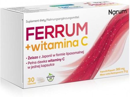 Narum Ferrum + witamina C 300mg 30kaps.