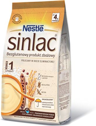 Nestle Sinlac Bezglutenowy Produkt Zbożowy Bez Laktozy Soi dla niemowląt po 4 Miesiącu 500g