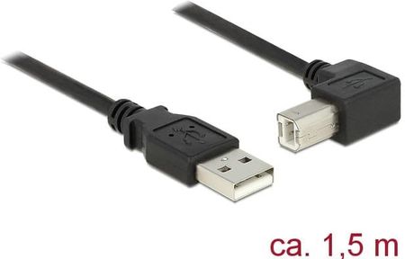 DELOCK KABEL USB-A(M)->USB-B(M) 2.0 1.5M KĄTOWY LEWO/PRAWO CZARNY DELOCK  (84810)