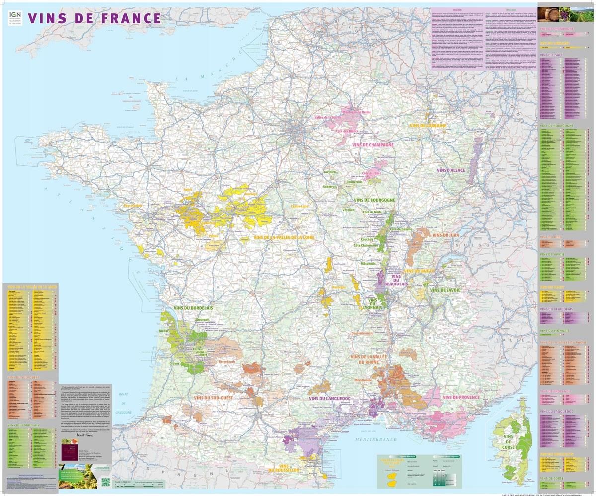 Vins De France Regiony Winne Francji mapa ścienna - Ceny i opinie