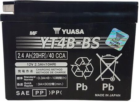 AKUMULATOR YUASA MOTOCYKLOWY YT4B-BS 12V 2.4AH