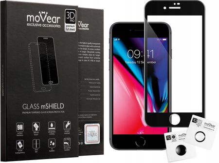 moVear Szkło Hartowane 3D PRO na Apple iPhone SE 2020 na Cały Ekran 9H GLASS mSHIELD Czarny