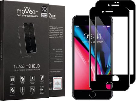 moVear 2 szt. Szkło Hartowane 3D PRO na Apple iPhone SE 2020 (4.7) na Cały Ekran 9H GLASS mSHIELD Czarny