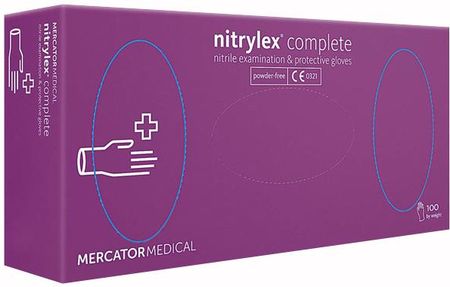 Mercator Medical Nitrylex Complete Rękawice Nitrylowe Niejałowe Bezpudrowe Lawendowe Rozmiar M 100 Sztuk