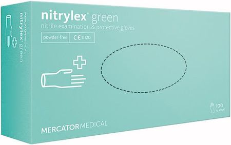 Mercator Medical Nitrylex Green Rękawice Nitrylowe Niejałowe Bezpudrowe Zielone Rozmiar S 100szt.