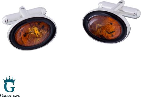 Galante Srebrne spinki do mankietów Węgiel i Bursztyn SMW-020