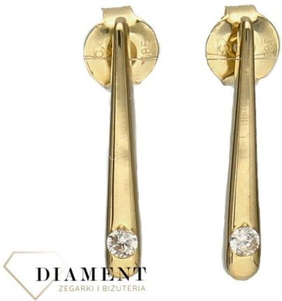 Diament Kolczyki złote pałeczki na sztyft 585 (KL9611)