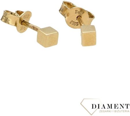 Diament Złote kolczyki na sztyft 585 ' Złote kostki ' (OPK000000015)