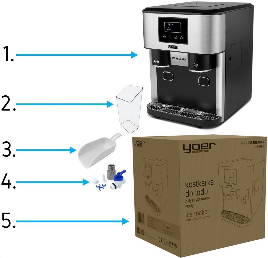 YOER Ice Breaker IMW03BK Kostkarka do lodu z dystrybutorem wody